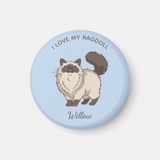 Aimant Maman de chat Ragdoll personnalisée (Devant)
