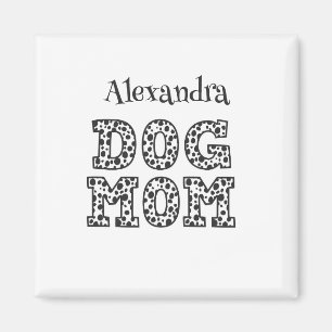 Aimant Maman de chien dalmate noir et blanc