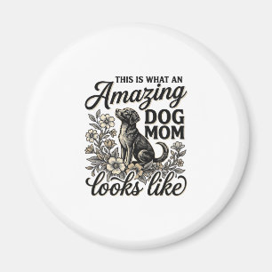 Aimant Maman de chien incroyable Design floral vintage po