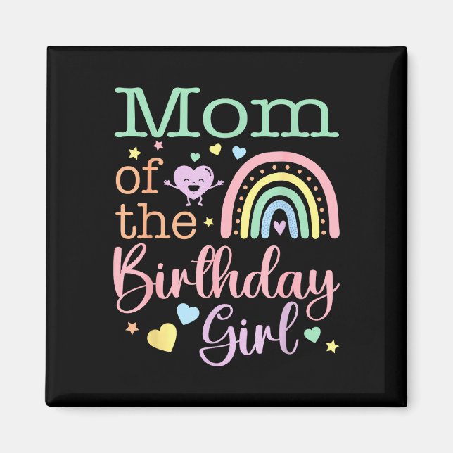 Aimant Maman de la fille d'anniversaire fête d'anniversai (Devant)
