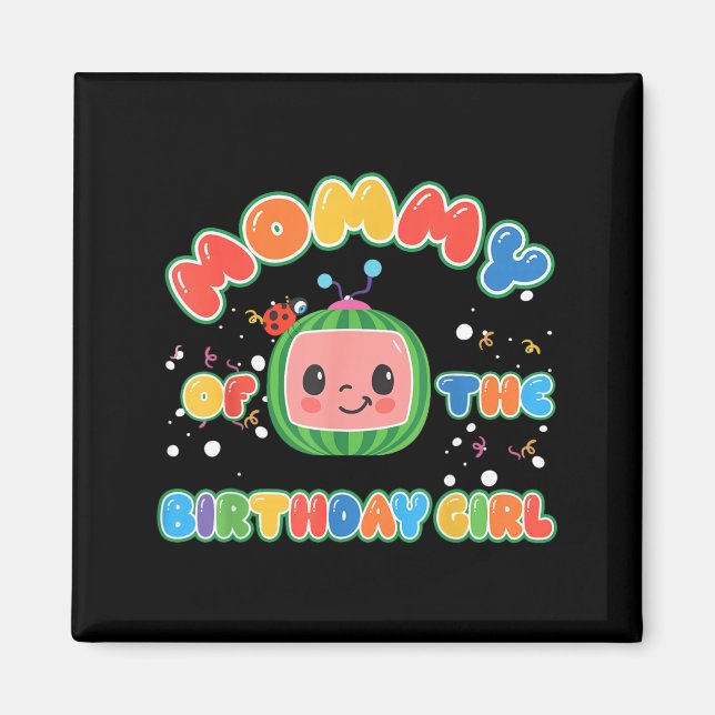 Aimant Maman de la fille d'anniversaire Funny Melon Famil (Devant)
