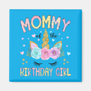 Aimant Maman de la fille d'anniversaire Licorne Floral Fa
