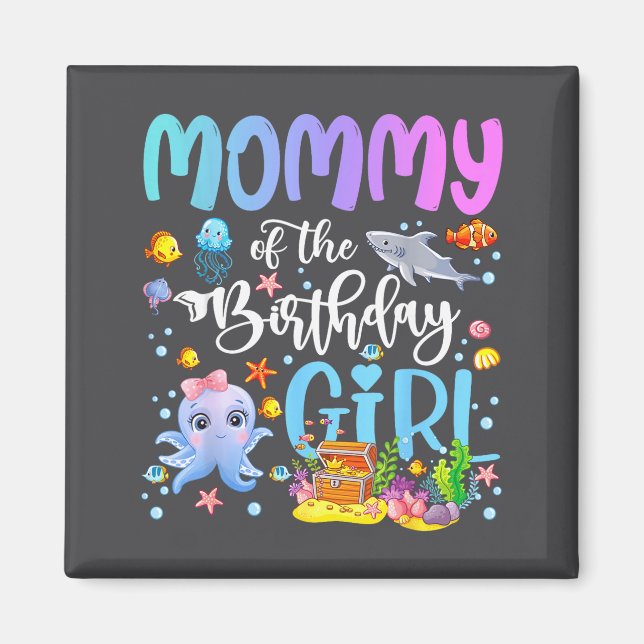 Aimant Maman de la fille d'anniversaire Poisson de mer Oc (Devant)