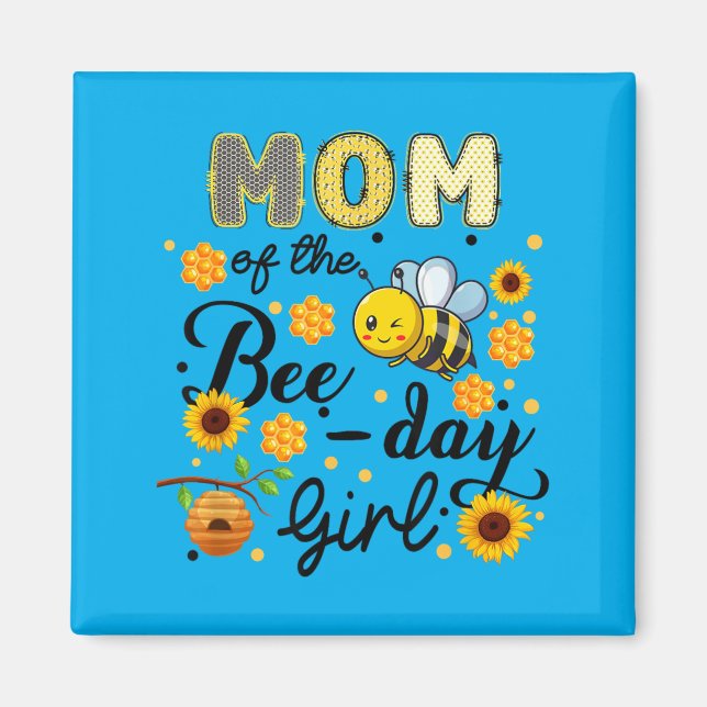 Aimant Maman de la fille de l'anniversaire de l'abeille F (Devant)