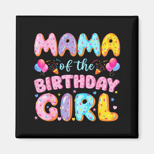 Aimant Maman de la fille de l'anniversaire doux donut ann (Devant)