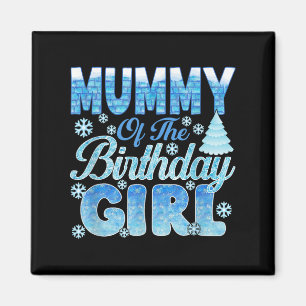 Aimant Maman De L'Anniversaire Fille Snowflakes Match À T