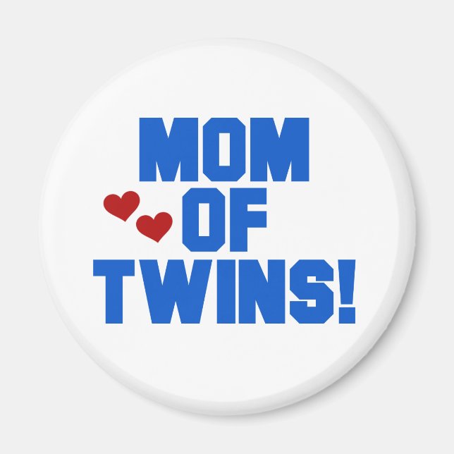 Aimant Maman de maillots et cadeaux Twins-Blue Text (Devant)
