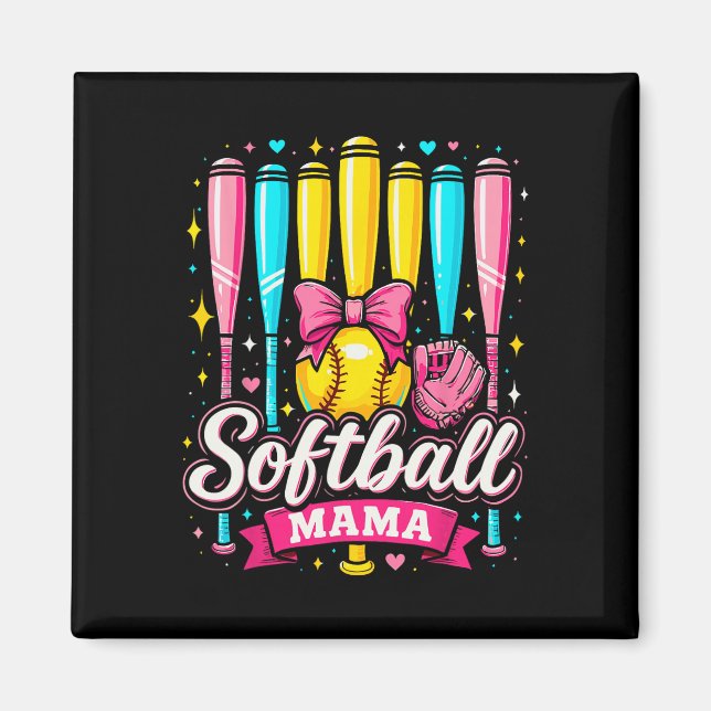 Aimant Maman de softball Coquette de softball à arc  (Devant)