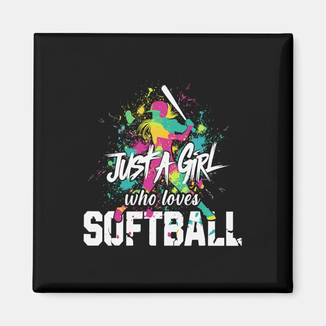 Aimant Maman de softball, juste une fille qui aime le sof (Devant)