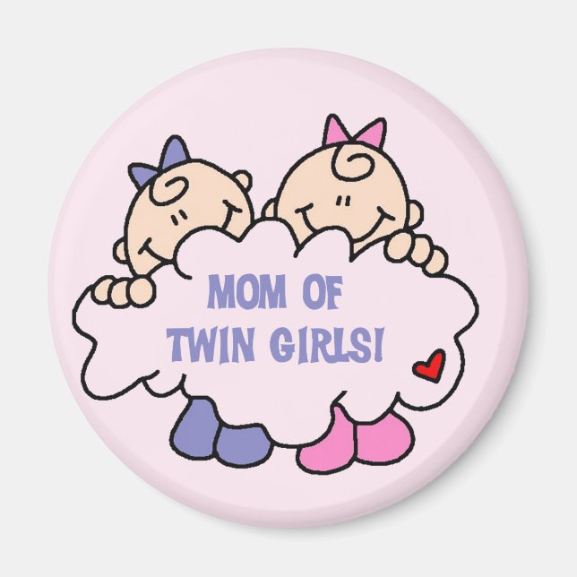 Aimant Maman de Twin Girls Tshirts et cadeaux (Devant)