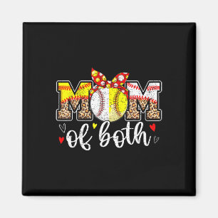 Aimant Maman Des Deux Messy Bun Baseball Softball Leopard