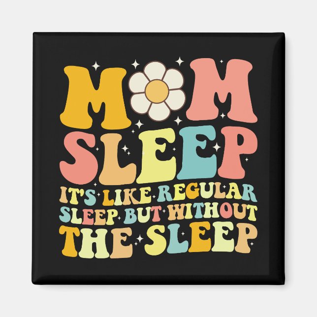 Aimant Maman dort drôle Fête des mères Groovy Rétro (Devant)