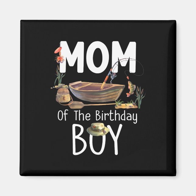 Aimant Maman du garçon d'anniversaire Anniversaire de pêc (Devant)