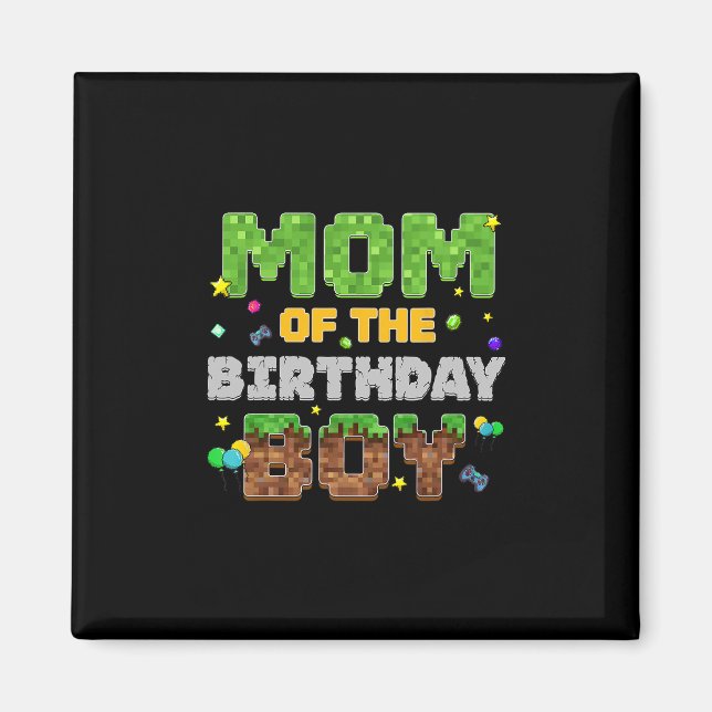 Aimant Maman du garçon d'anniversaire Pixel Gamer Party t (Devant)