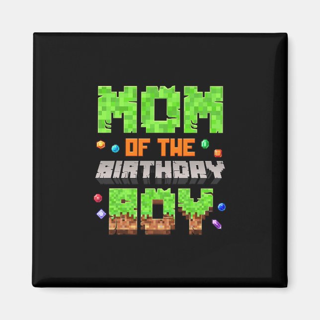 Aimant Maman du garçon d'anniversaire Pixel jeu vidéo de  (Devant)