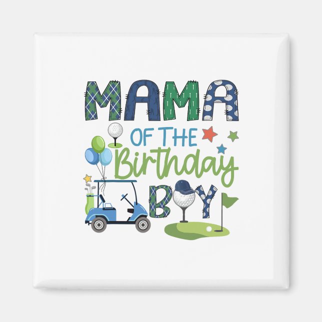 Aimant Maman du garçon d'anniversaire trou en un coup de  (Devant)