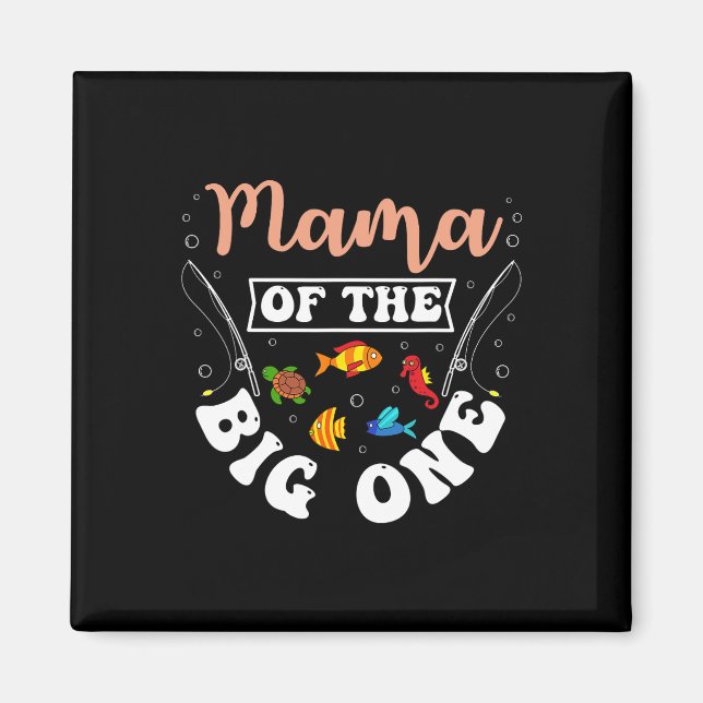 Aimant Maman du gros poisson Fête d'anniversaire de pêche (Devant)