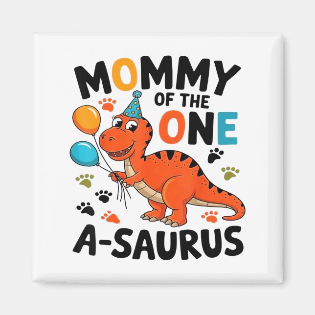 Aimant Maman du One-a-saurus 2e Anniversaire Dinosaure Pa (Devant)