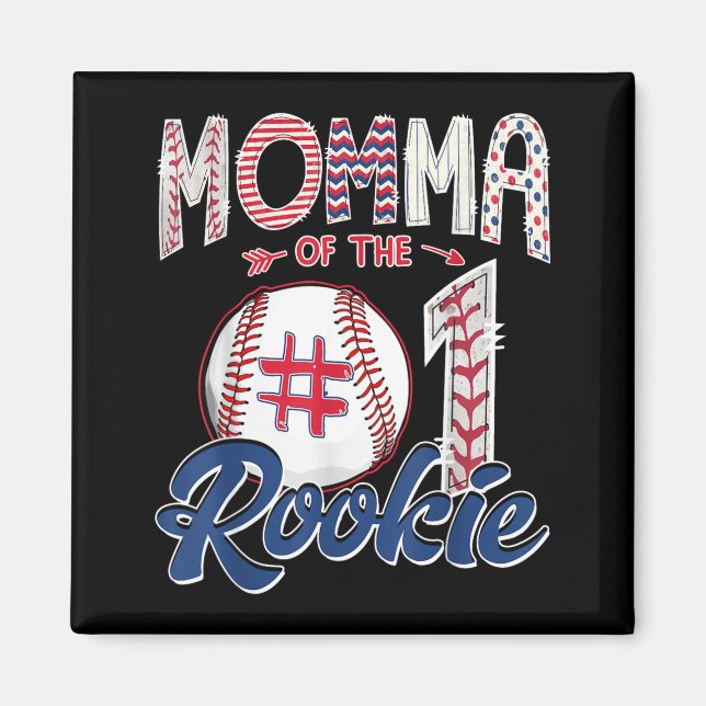 Aimant Maman du rookie garçon de 1er anniversaire Basebal (Devant)