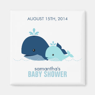 Aimant Maman et Baby Whale Baby shower {blue}