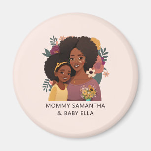 Aimant Maman et fille noire personnalisée (14)