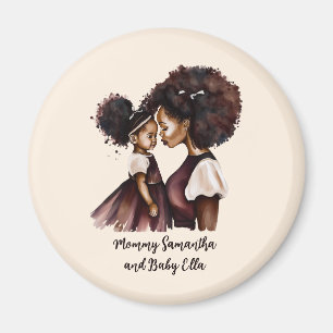 Aimant Maman et fille noire personnalisée (5)