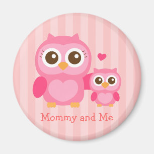 Aimant Maman et moi, Chouette bébé mignonne, Rose