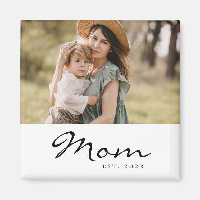 Aimant Maman établie en script noir (Devant)