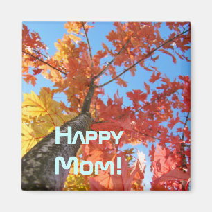 Aimant Maman heureuse ! cadeaux d'aimant Feuilles d'arbre