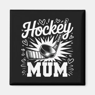 Aimant Maman hockey cœur famille fête des mères amateur d