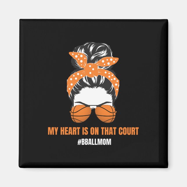 Aimant Maman Messy Bun Fier Mama Basketba Basketba (Devant)