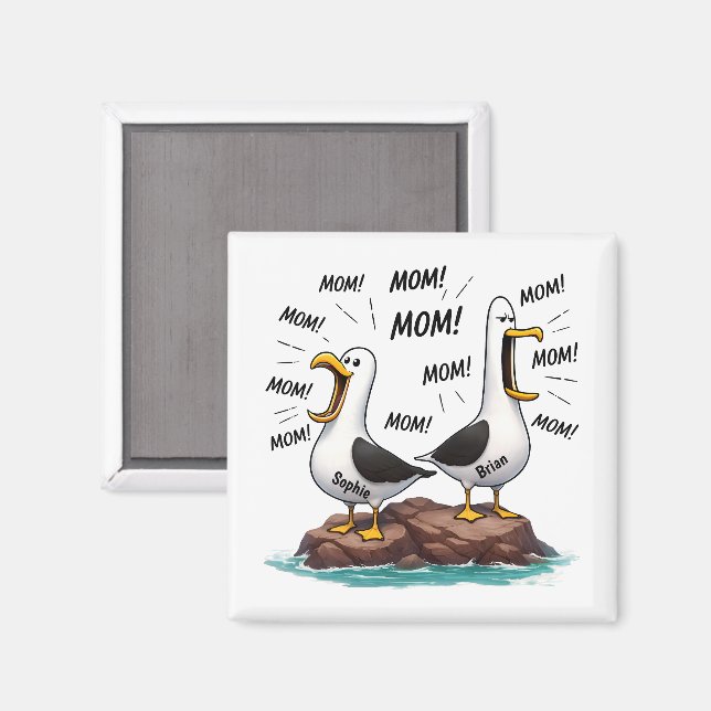 Aimant Maman Mouette Drôle Personnalisé (Recto/Verso)