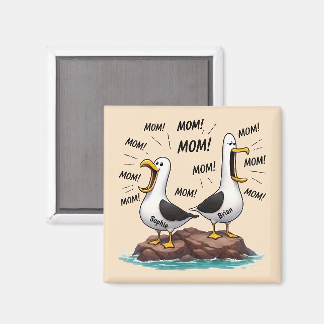 Aimant Maman Mouette Drôle Personnalisé (Recto/Verso)