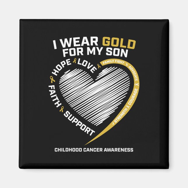 Aimant Maman Papa I Wear Gold For My Son Childhood Cancer (Devant)
