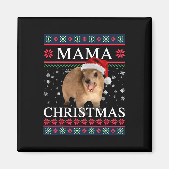 Aimant Maman Rock Hyrax Noël Style Moche  (Devant)