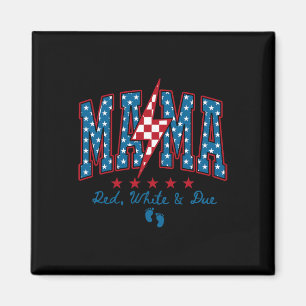 Aimant Maman rouge blanc et attendue pour le 4 juillet Gr