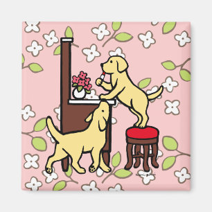 Aimant Maman's Yellow Lab Puppy Duo