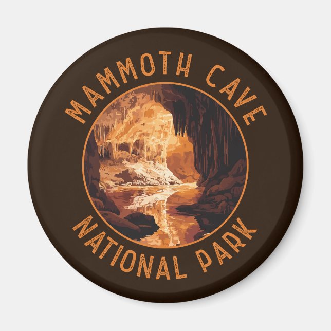 Aimant Mammoth Cave National Park Retro Distressed Circle (Devant)