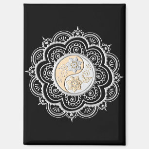 Aimant Mandala argent et or