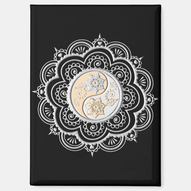 Aimant Mandala argent et or (Recto)