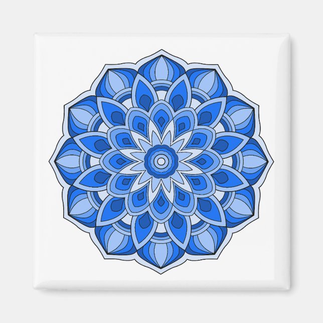 Aimant Mandala bleu (Devant)