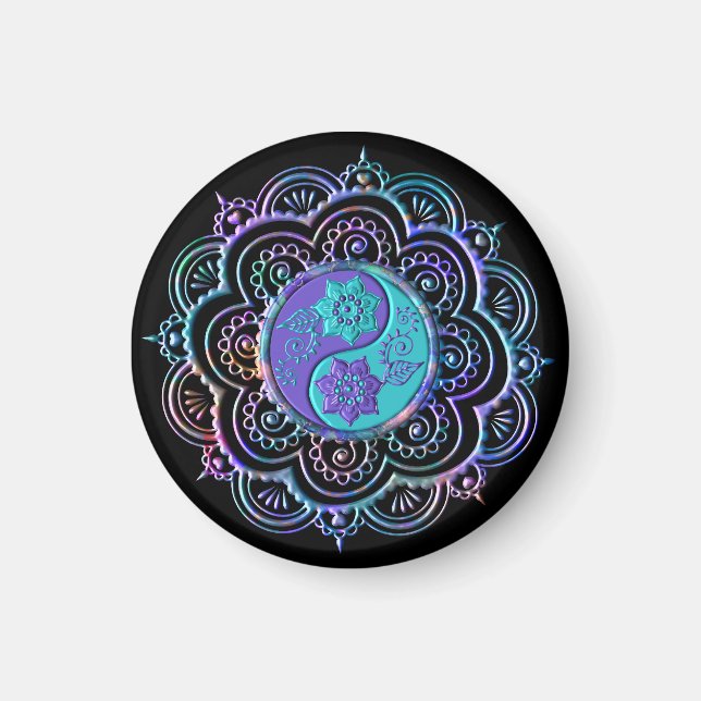 Aimant Mandala bleu et violet (Devant)