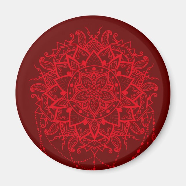Aimant Mandala burgundy Indian (Devant)
