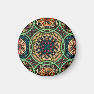 Aimant Mandala coloré : Vintage main florale tirée