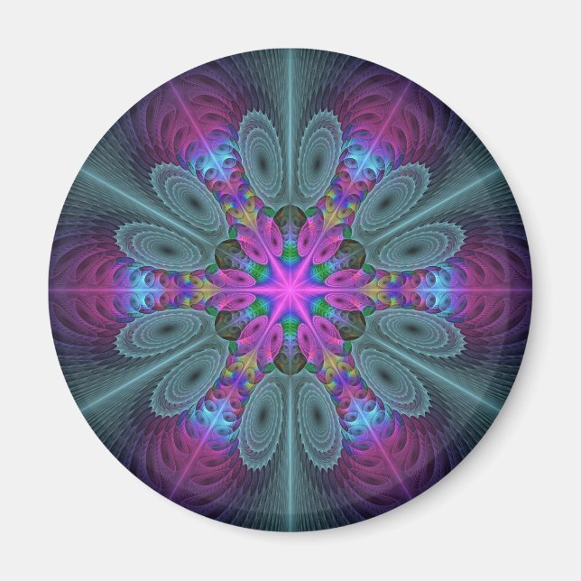 Aimant Mandala Colorful Striant Fractal Art Kaleidoscope (Devant)