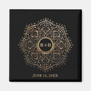Aimant Mandala de Boho de faveur de mariage de monogramme
