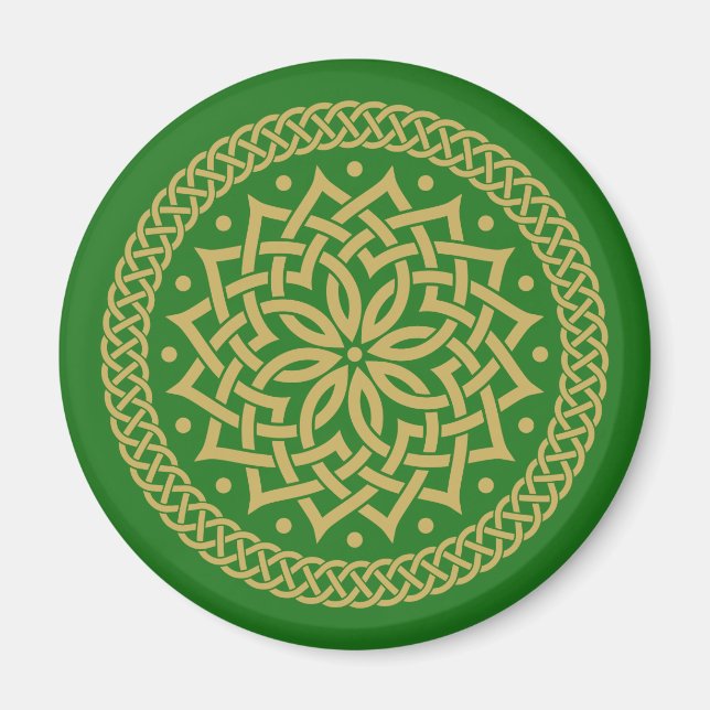Aimant Mandala de fleur celtique or intricate    (Devant)