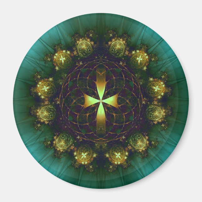 Aimant Mandala de la Croix Verte (Devant)