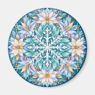 Aimant Mandala de l'hiver à la fleur de givre