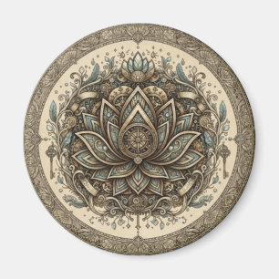 Aimant Mandala de lotus sacré Art spirituel vintage